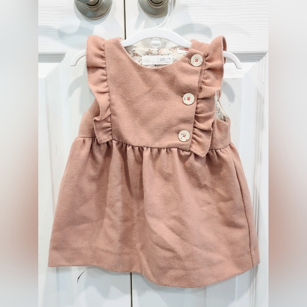 Zara Ruffle Button Pinafore Dress